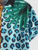 Leaf And Leopard Print Button Up Shirt