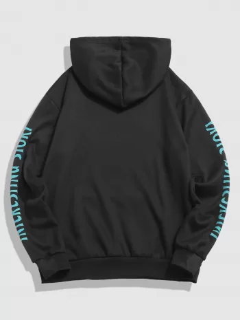 Letter Cartoon Octopus Print Fleece-lined Hoodie