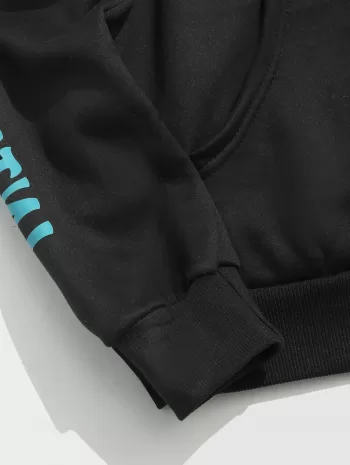 Letter Cartoon Octopus Print Fleece-lined Hoodie