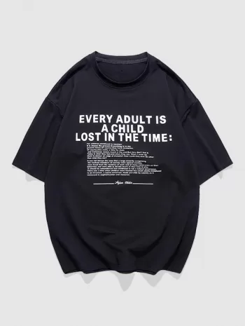 Letter Print Short Sleeve Crew Neck T Shirt