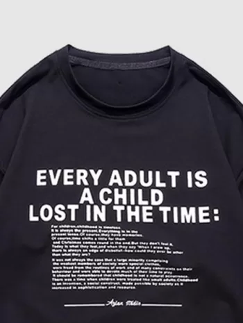 Letter Print Short Sleeve Crew Neck T Shirt