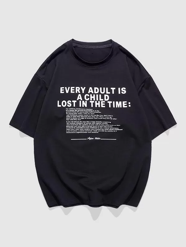 Letter Print Short Sleeve Crew Neck T Shirt