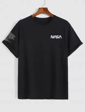 Letter Printed T-shirt And Colorblock Shorts Set