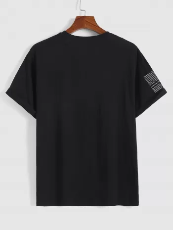 Letter Printed T-shirt And Colorblock Shorts Set