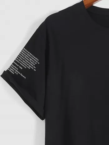 Letter Printed T-shirt And Colorblock Shorts Set