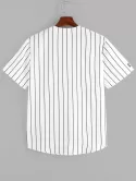 Letter Vertical Stripe Print Baseball Shirt
