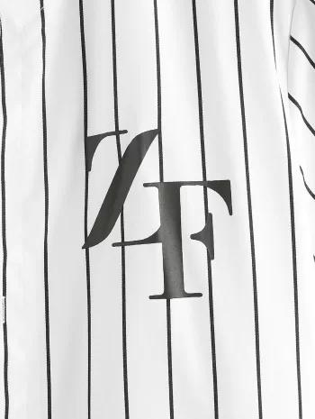Letter Vertical Stripe Print Baseball Shirt