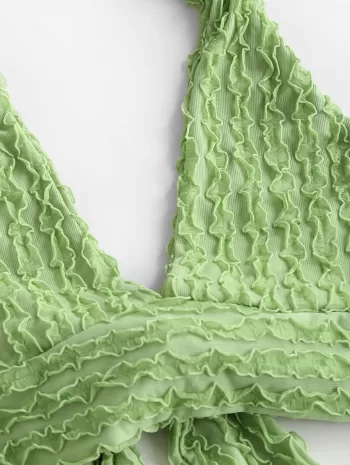 Lettuce Knotted Halter Top With Detachable Sleeves