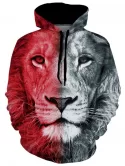 Lion Graphic Pouch Pocket Casual Hoodie