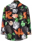 Long Sleeve Leaves Print Hawaiian Shirt