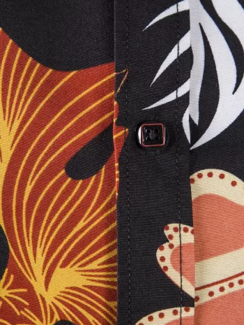 Long Sleeve Leaves Print Hawaiian Shirt