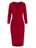Long Sleeve Velvet Surplice Bodycon Dress