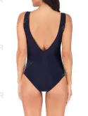 Mesh Panel Ruched Surplice One-piece Swimsuit