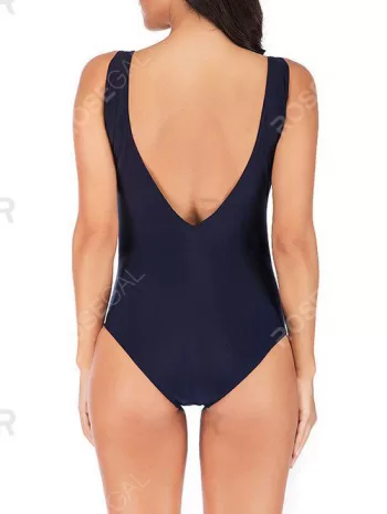 Mesh Panel Ruched Surplice One-piece Swimsuit