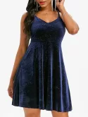 Metallic Sequined Velvet Criss Cross Cami Dress