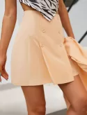 Mock Button Overlap Design Mini Skirt