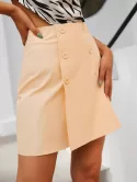 Mock Button Overlap Design Mini Skirt