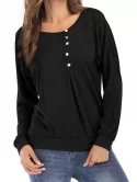 Mock Button Raglan Sleeve Sweatshirt