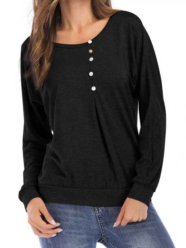 Mock Button Raglan Sleeve Sweatshirt