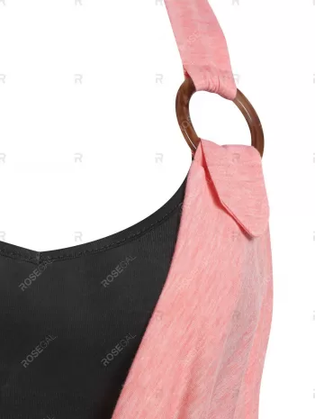 O Ring Cowl Front Faux Twinset Tank Top