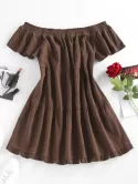 Off The Shoulder Mini  A Line Smock Dress