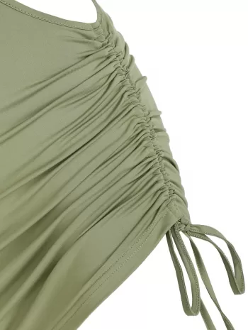 One Shoulder Cutout Ruched Slinky Mini Dress