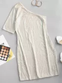 One Shoulder Sparkly Sequined Party Dress