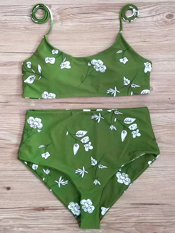 Padded Floral High Waisted Bikini Set