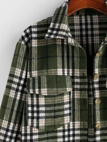 Plaid Cargo Pockets Boyfriend Shirt