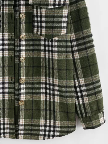 Plaid Cargo Pockets Boyfriend Shirt