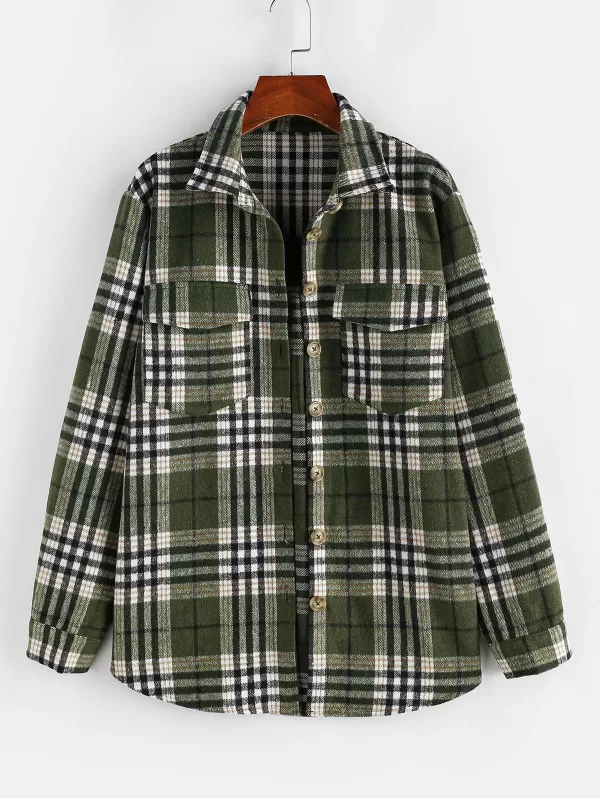 Plaid Cargo Pockets Boyfriend Shirt