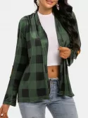 Plaid Collarless Elbow Patched Cardigan