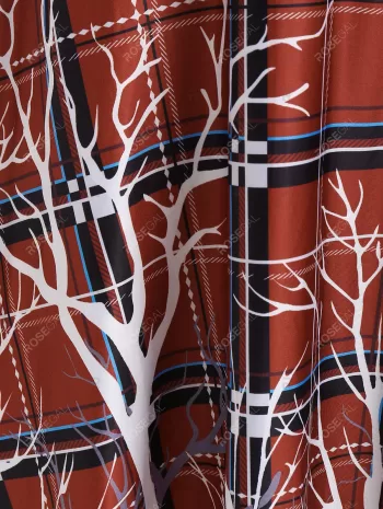 Plaid Panel Bowknot Mini A Line Dress