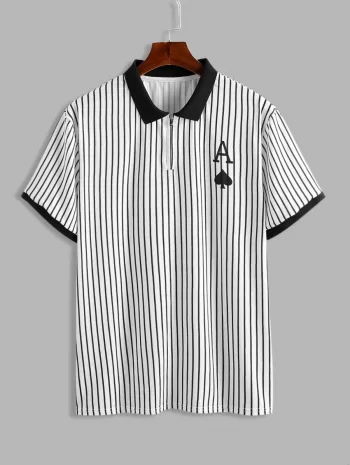 Playing Card Striped Pattern Casual T-shirt