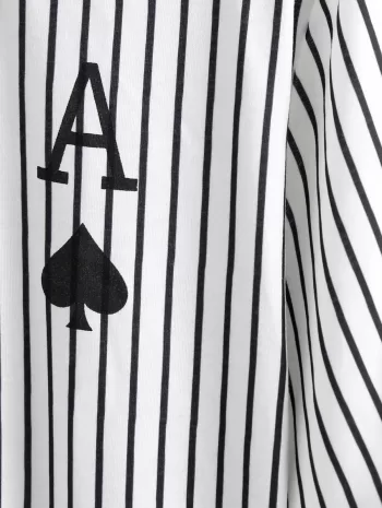 Playing Card Striped Pattern Casual T-shirt