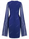 Pleated Split Sleeves Round Neck Sheath Dress
