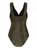 Plunge Twist-front Metallic Thread One-piece Swimsuit