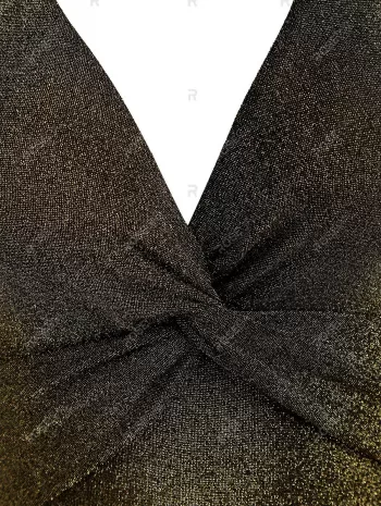 Plunge Twist-front Metallic Thread One-piece Swimsuit