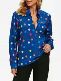 Plunging Polka Dot Blouse