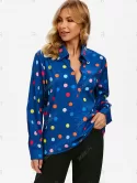 Plunging Polka Dot Blouse