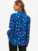 Plunging Polka Dot Blouse