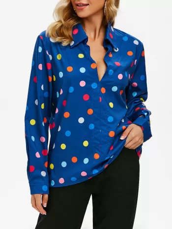 Plunging Polka Dot Blouse
