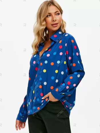 Plunging Polka Dot Blouse