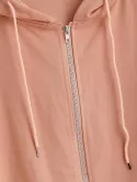 Pockets Drawstring Zip Up Oversize Hoodie
