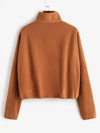 Pockets Drop Shoulder Fleece Coat