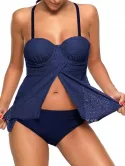 Push Up Flyaway Openwork Tankini Set