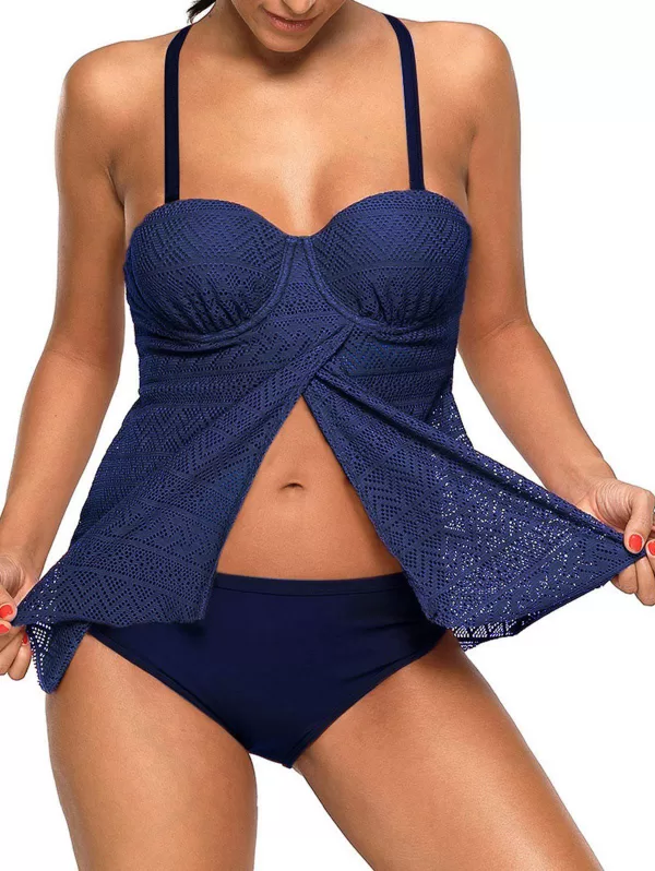 Push Up Flyaway Openwork Tankini Set