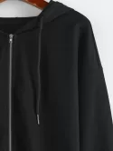 Raw Hem Zip Up Cropped Hoodie