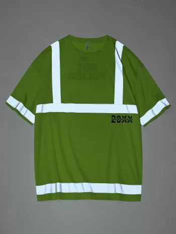 Reflective Panel Letter Print Short Sleeve T-shirt