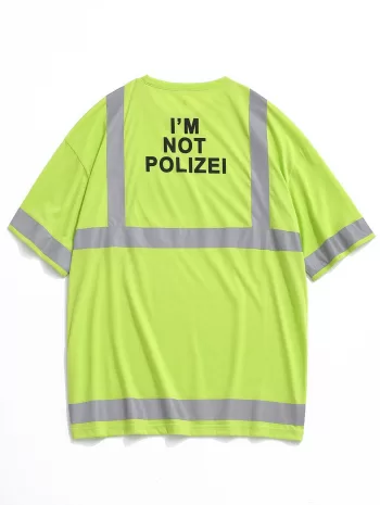 Reflective Panel Letter Print Short Sleeve T-shirt